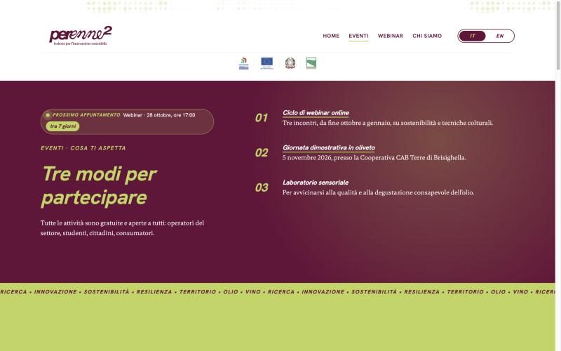 La pagina Eventi di perenne2.it: tre modi per partecipare