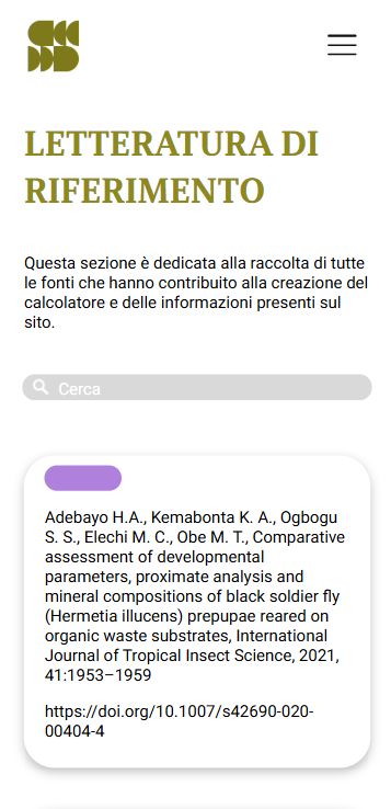 La pagina della letteratura di riferimento, con ricerca
