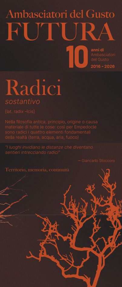 Il roll-up Radici: la voce di dizionario, la citazione e i rami color ruggine